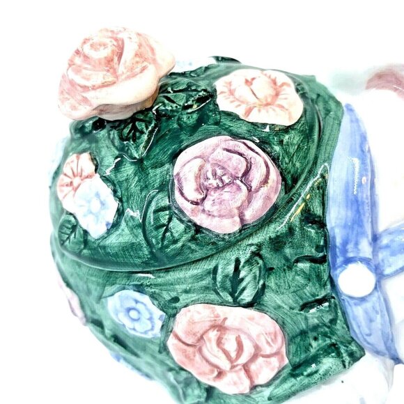 Vintage Fitz & Floyd 1992 Sleeping White Rabbit Bunny Bloomers Lidded Candy Dish - Picture 4 of 12